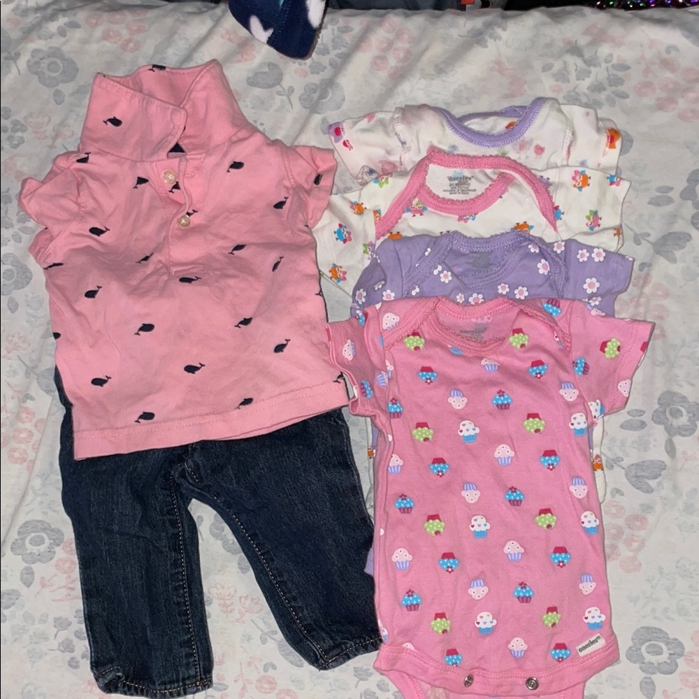 Pink Whale Print Kids Outfit Set